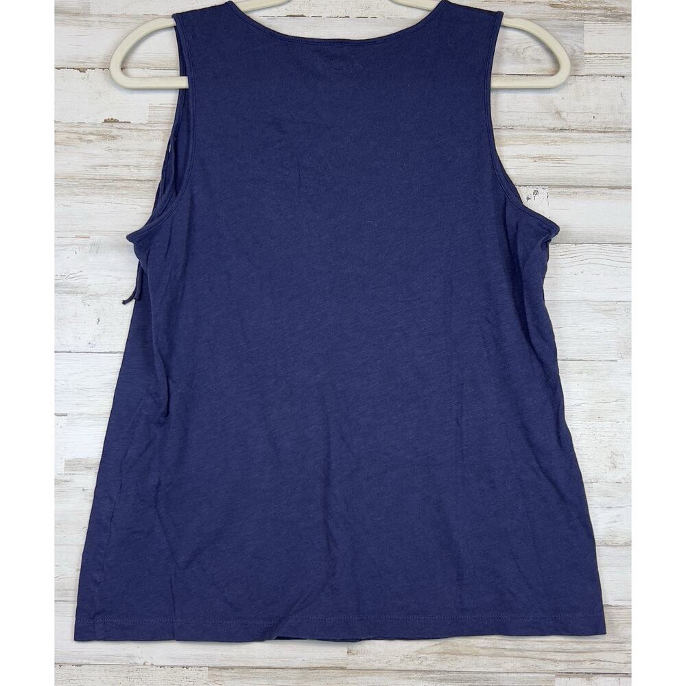 Cato Top Womens Large Sleeveless Pullover Tank Fringes Blue Stretch Boho Biker - Picture 3 of 8